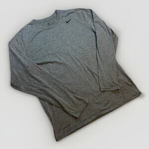 Men's Nike Dri Fit L/S Athletic Workout Shirt Large LG - Gray - Polyester